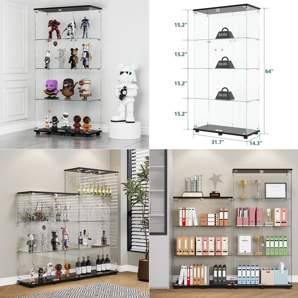 B&J Florist Supply Nyc - Витрина с 4 полками, двойными дверцами